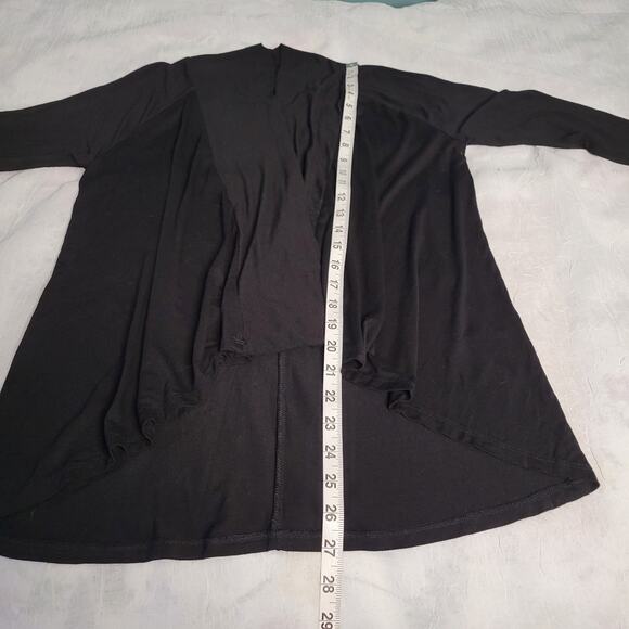 Strazzi Black Open High Low 3/4 Sleeve Lightweight Waterfall Cardigan sz S - Picture 6 of 6